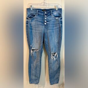 JUDY BLUE Button Fly Boyfriend Fit Frayed Hem Distressed Jeans 9/29